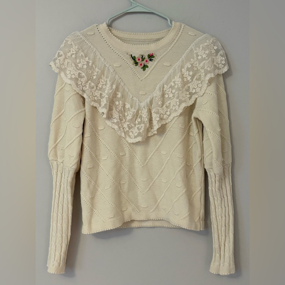 Cream and Lace Cottagecore Sweater